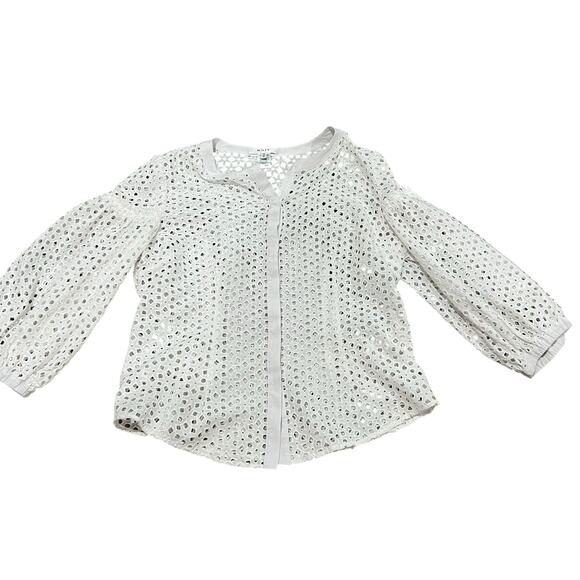 Milly White Eyelet Button Down Shirt - Size 12 - Picture 1 of 4